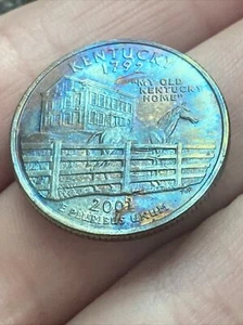 2001 D Kentucky State Quarter Actual Coin Exceptional Blue Tone! TK5276* - Picture 1 of 6