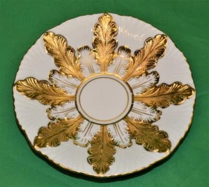 Atq MEISSEN Cross Mark Heavy Gold Encrusted LEAVES 4 3/4"d Demitasse Saucer #Y33 - Picture 1 of 4