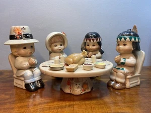 Sweet Tots Thanksgiving Pilgrims & Native American Indians Feast Table Decor Set - Picture 1 of 14