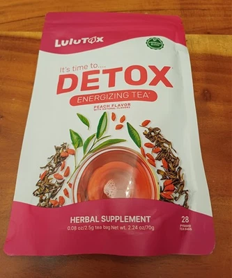 LuluTox Detox Energizing Tea mit Pfirsichgeschmack - Bild 1 von 3