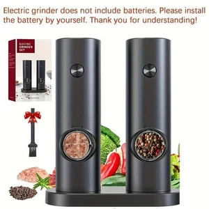 2PCS Electric Salt and Pepper Grinder LED Auto Mill Shaker Adjustable Coarseness - Picture 1 of 16
