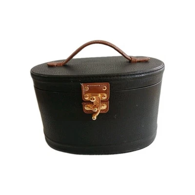 VTG Bentony Black Footed Travel Makeup Cosmetic Jewelry Case Removable Mirror - Image 1 of 4