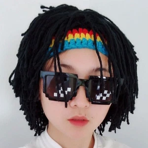 Funny Wig Hats High Elasticity Keep Warm Knitted Beanie Hat With Dreadlocks For - Picture 1 of 24