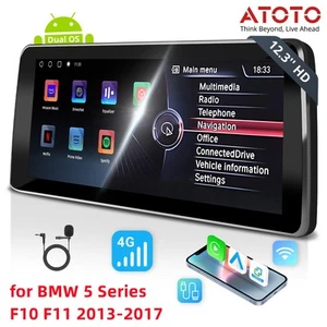 Radio de coche ATO 12,3"" para BMW Serie 5 F10 F11 multimedia GPS navegación 4G LTE BT Carplay - Imagen 1 de 8