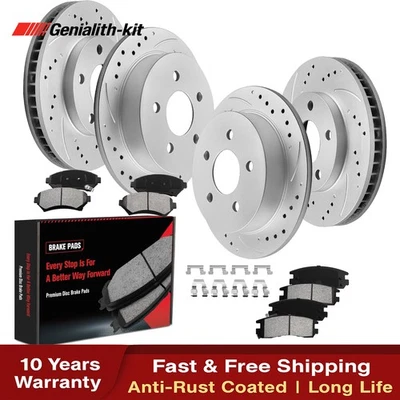 Front Rear Drilled Rotors Brake Pads for Buick Regal Intrigue Oldsmobile Venture - Изображение 1 из 4