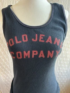 Vintage Polo Jeans Company Ralph Lauren Tank Top Damen M Navy Beater USA Selten - Bild 1 von 9