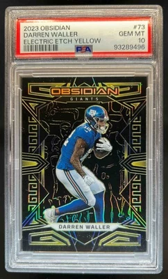 2023 Obsidian Darren Waller Electric Etch Yellow #/10 Giants PSA 10 - Image 1 of 2