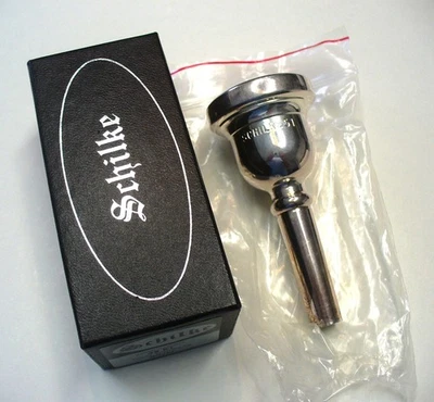 Boquilla de trombón tenor de vástago pequeño chapada en plata Schilke 51 TOTALMENTE NUEVA EN CAJA Foto 1 de 2