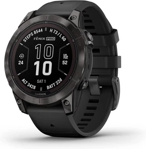 Garmin fenix 7 Pro Sapphire Solar Gray DLC Titanium with Black Band 010-02777-10 - Picture 1 of 6