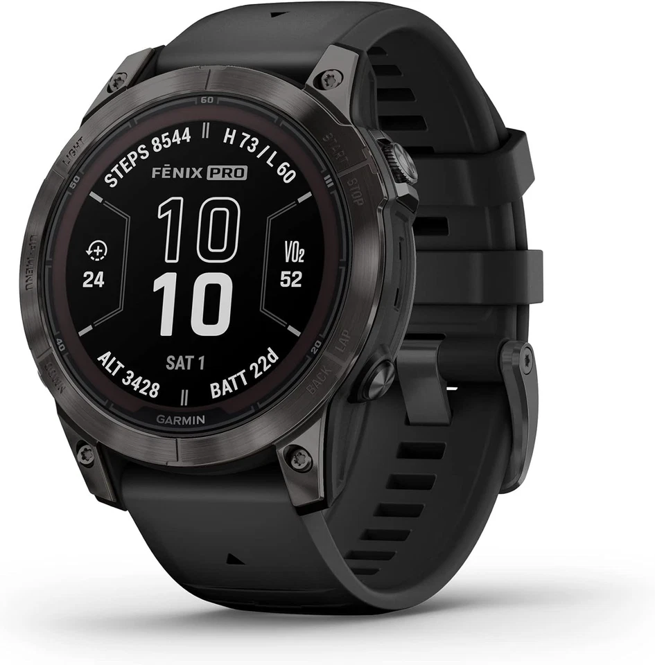 Garmin Fenix 7 Pro Zafiro Gris Solar DLC Titanio con Banda Negra 010-02777-10 Foto 1 de 4