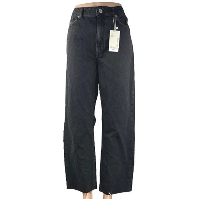 NEW MNG Mango Women's Black Baggy Barrel High Waist Wide Leg Denim Jeans Size 12 - Image 1 of 4