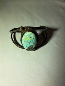 Bracciale Vintage Nativi Americani Navajo Argento Sterling e Turchese Firmato - Foto 1 di 10