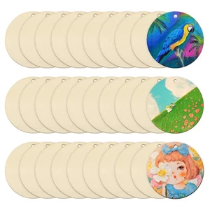 50 Pcs Wooden Decorative Discs Father Round-shaped Chips for Handicrafts - Bild 1 von 12