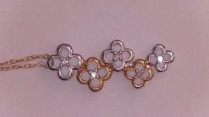 Vtg 10K Two-Tone Gold Pendant With Diamond Accents Pendant Necklace - 20" - Picture 1 of 4