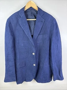 Gutteridge 100% Linen Blue Blazer Sport Coat Size 52 Preppy Beach - Picture 1 of 11