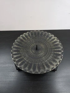 Vintage Mid-Century Modern Brutalist Iron Metal Pillar Round Candle Holder - Picture 1 of 5
