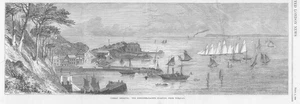 Impresión antigua 1864 - DEVON Torquay Regatta Goleta Yachts Harbour (188) - Imagen 1 de 1