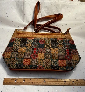 Nuevo Bandolera/Bolso de Mano Corcho de Portugal, Vegano - Patrones de Azulejos Coloridos - Imagen 1 de 14