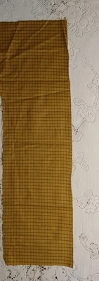 REMNANT Homespun Plaid Fabric Gold w/ Green Check Cotton Woven 23" x 6" - Image 1 of 3