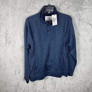 Sonoma Sweater Mens Medium Blue Heather Supersoft Fleece 1/3 Snap Pullover NWT - Picture 1 of 11
