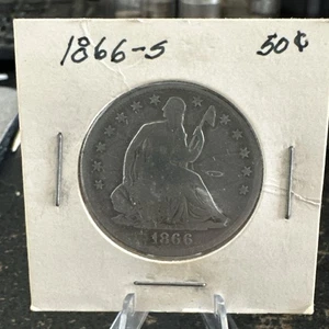 Medio dólar libertad sentada años 1866, mejor fecha, envío gratuito - Imagen 1 de 8