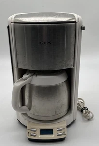 Krups Coffee Maker Stainless Programmable Drip Machine Thermal Carafe FMF5 10CUP - Picture 1 of 8