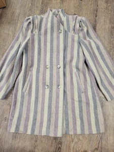 Elco 50er 60er Jahre Wollmischung Doppelknopf rosa lila grau Mantel Größe 11/12 Large - Bild 1 von 8