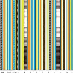 On the Go Blue Stripe by Bo Bunny for Riley Blake, 1/2 yard 100% cotton fabric