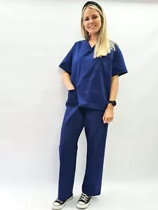 Men/Women Scrubs Suit Uniform Hospital Doctor Nurse Medical Reversible Health - Picture 1 of 7