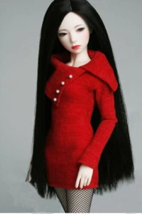 Neu rot Kleid Kleidung Perücke Haar Schuhe für 1/4 BJD Puppe IPle JID Asa A - Bild 1 von 6
