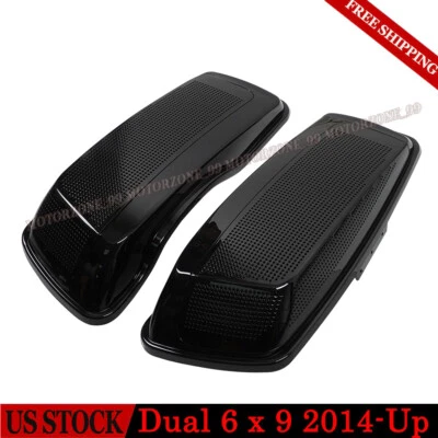 Vivid Black Dual 6x9 Saddlebag Speaker Lids Fits For Harley Davidson CVO 2014-UP - Imagem 1 de 4