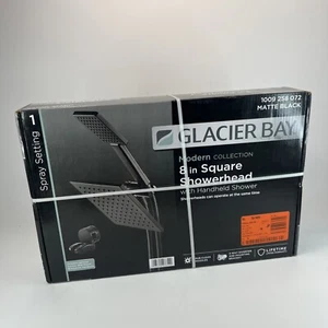 Modern 1-Spray 8in. Dual Tub Wall Mount Fixed & Handheld Shower Heads Black - Picture 1 of 2