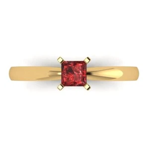 14K Yellow Gold Natural Garnet Solitaire Engagement Ring (0.5 ct, Princess-Cut) - Picture 1 of 11