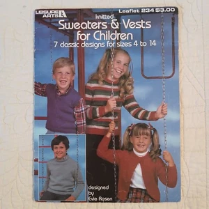 1982 Leisure Arts Children's Sweaters Knitting Crochet Pattern Book Leaflet 234 - Picture 1 of 24
