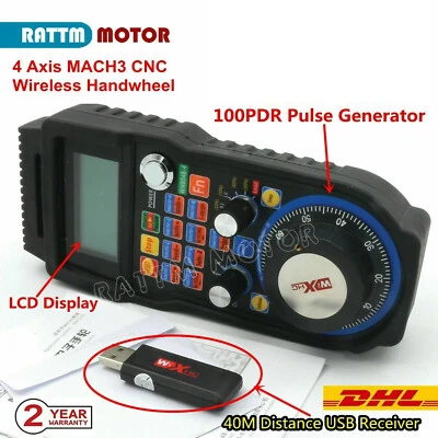 〖EU〗4 Axis Mach3 Pendant MPG Wireless Handwheel WHB04B USB Remote CNC Controller - Immagine 1 di 4