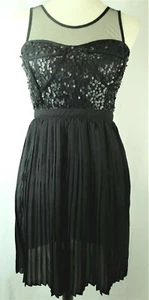Esley Black Sequin Sleeveless Pleated Cocktail Short Prom Formal Party Dress S - Picture 1 of 3