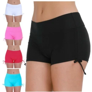 Damen Badeshorts Kordelzug Seite Hohe Taille Bikinihose Boyshorts Badeanzug - Bild 1 von 67