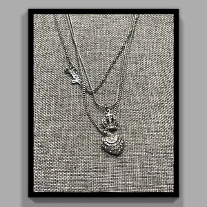 Juicy Couture Triple Strand Silver Charm Necklace with Pave Crystal Accents - Picture 1 of 7