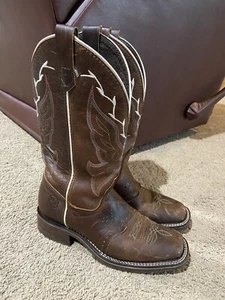 Stivali western in pelle Double H da donna taglia 7M Caroline 12" marrone punta quadrata DH5310 - Foto 1 di 12