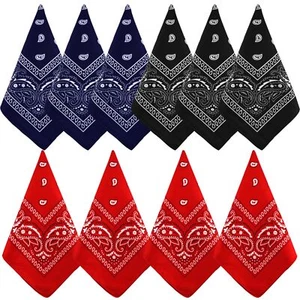 10pcs Paisley Bandanas Assorted Bandanas Cowboy Polyester Headbands Square Sc... - Picture 1 of 6