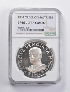 PF66 UCAM 1964 Order Of Malta 2 Scudi Silver Coin NGC *4833 - Picture 1 of 3