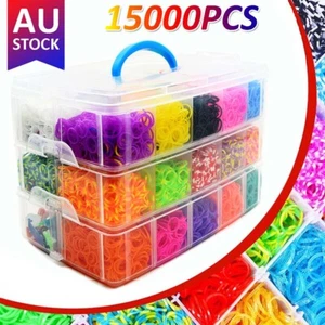 15000pcs Rainbow Large Loom Band Case Kit Bands Board Hooks S Clips Beads Charms - Picture 1 of 12