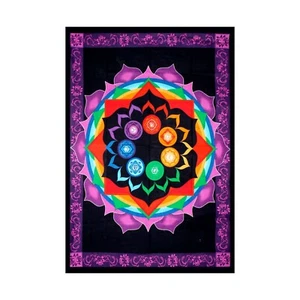Regenbogen Chakra Wandteppich 52"x76" - 7 Chakra Wandbehang spirituelle Dekoration - NEU - Bild 1 von 3