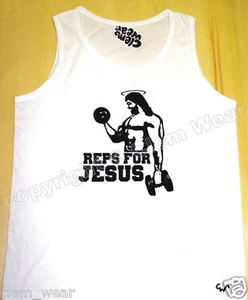 VEST gym tank muscle REPS FOR JESUS top bro weight lifting training science NLO - Picture 1 of 18