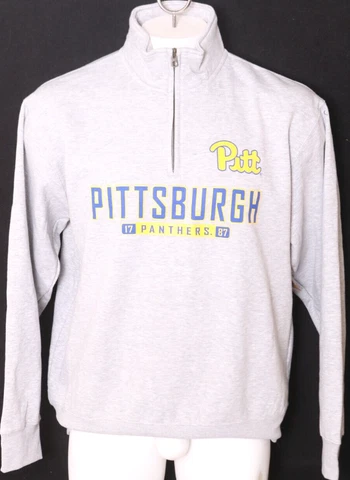 NEW Pittsburgh Pitt Panthers Blue 84 Gray Heathered 1/4 Zip Sweatshirt Mens L Cover