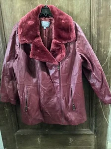 Jessica London Leather Coat Sz 26 - Picture 1 of 9