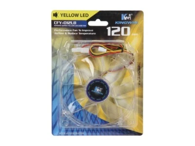 NEW KINGWIN CFY-012LB Yellow LED 12cm Case Fan Silent Descktop Computer Case Fan - Image 1 of 4