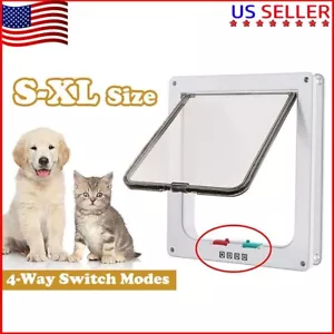 Pet Supplies S-XL Size Pet Door 4 Way Pet Cat Free Access Lockable Flap - Picture 1 of 20