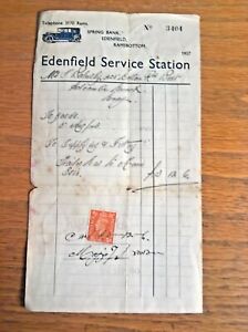 Vintage Edenfield Service Station invoice 1943 for Morris Isis