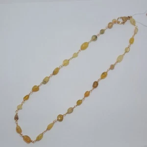 Collana girocollo quarzo citrino naturale irregolare acciaio dorato oro giallo - Picture 1 of 24